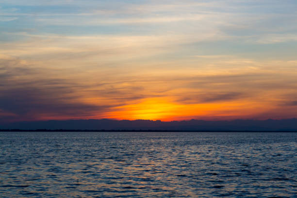 Beautiful twilight sky after sunset at the sea