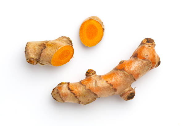 istock Turmeric powder and turmeric root isolated on white background ,Top view 2194726999