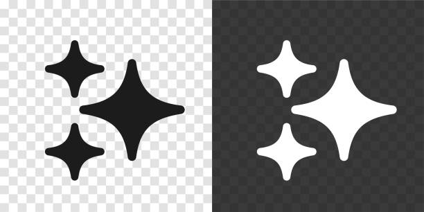 ikona gwiazdy i ai na przezroczystym tle – wersja czarno-biała - sztuczna-inteligencja stock illustrations