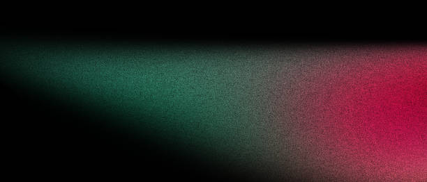 Abstract gradient with green and red light on noise black background