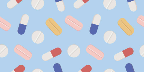 istock Seamless background with pills and capsules. Medical seamless pattern. Prescription drugs patterned design for print, card, brochure, wallpaper, web banner. 2194731708