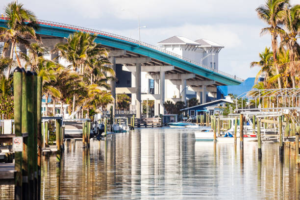 Fort Myers Beach canal view, Florida, USA