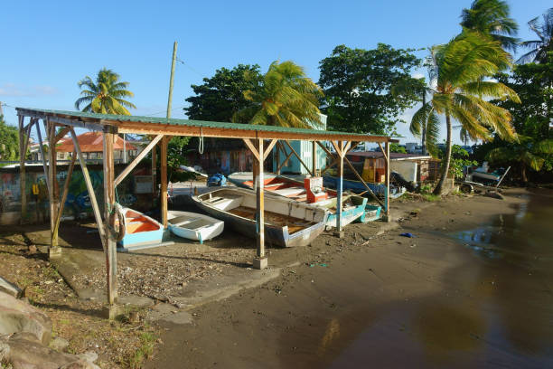 Tropical fishing marina of the caribbean island of Guadalupe