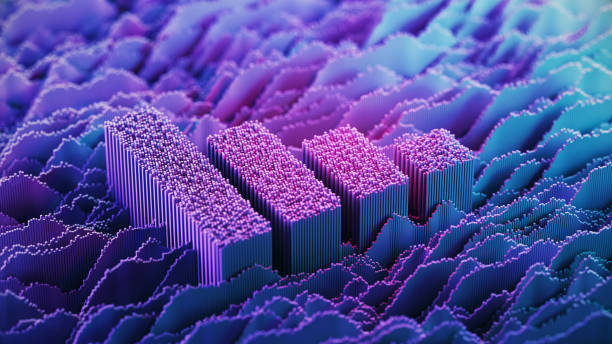 Financial Bar Graph on abstract digital landscape. Financial Technology.