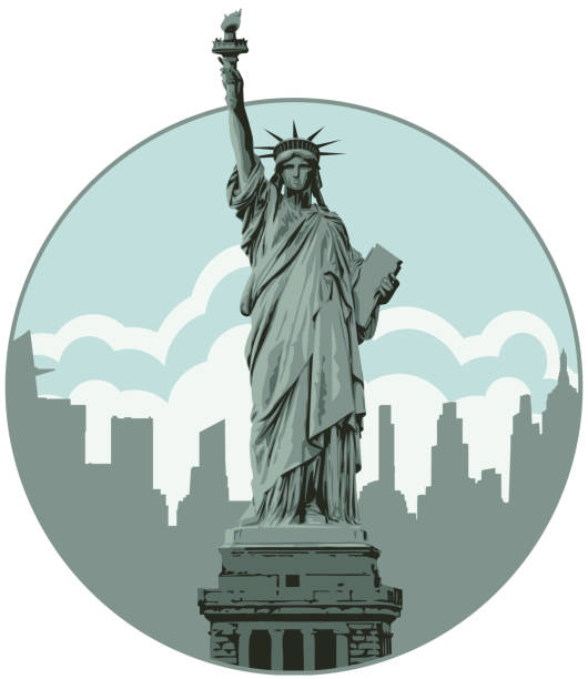istock emblem with american statue of liberty in New york city 2194752202
