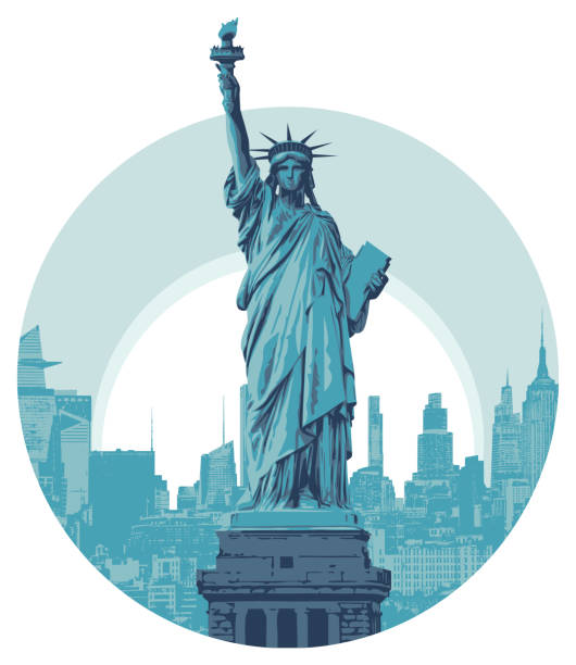 istock emblem with american statue of liberty in New york city 2194752215
