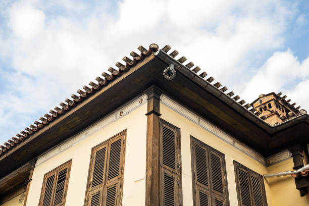 istock Traditional ottoman architecture with wooden shutters and clay tile roof 2194753884