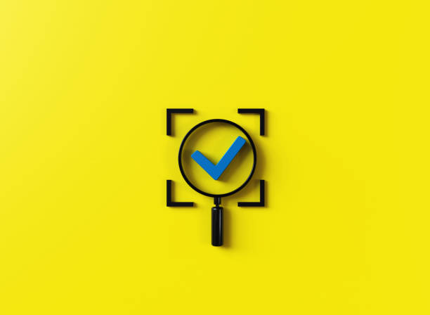 istock Checkmark to approve, Magnifying glass focus to Approve document icon on Blue background for business process workflow illustrating management approval and and project approve concept. 2194755345
