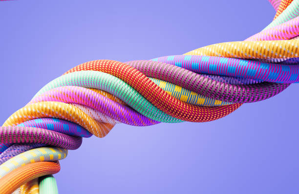 istock Colorful Paracords On Purple Background - Diversity And Multiculturalism Concept 2194756851