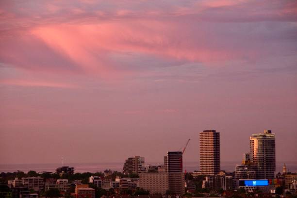 istock Dusk sky over St kilda turning the clouds pink 2194758802