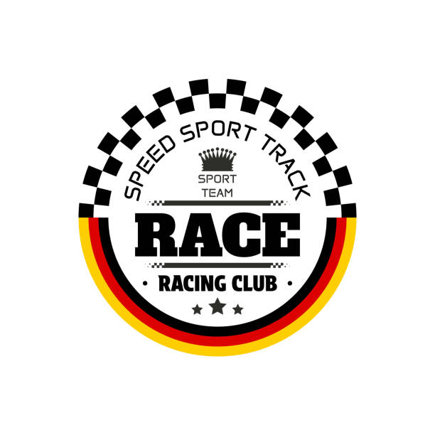 ilustraciones, imágenes clip art, dibujos animados e iconos de stock de emblema blanco de las carreras de alemania - marcaje deportes