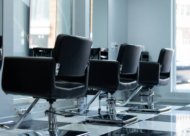istock Chairs and mirrors in the hairdressing salon. 2194767309