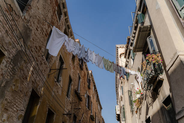 Venice, Veneto, Italy: Small square with clothes hanging
