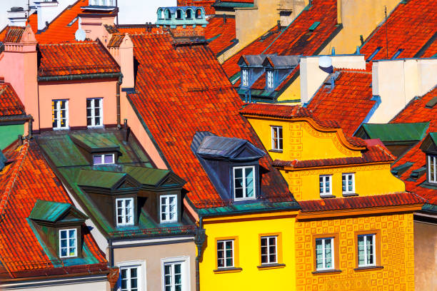 istock Colorful closely Eeuropean buildings with tiled roofs 2194773444