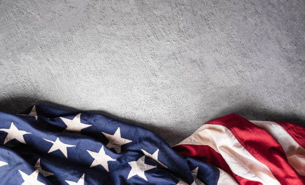 istock Happy Presidents day concept made from American flag on dark stone background. 2194792155