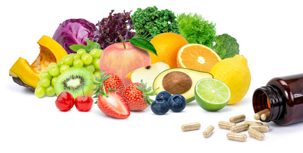 istock Various of fruits and  Nutritional supplements capsule 2194798577