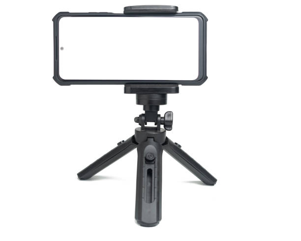 istock mini tripod stand with blank screen phone horizontal on white background 2194802886