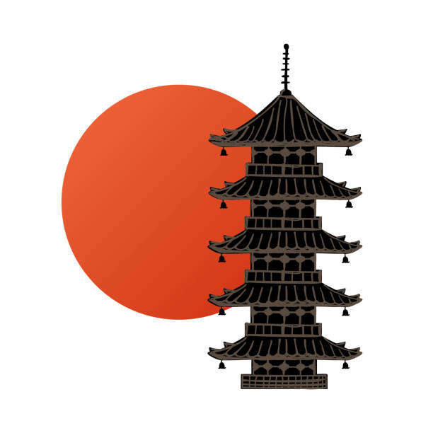 istock Japanese pagoda illustration, Buddhist architecture, Traditional japanese culture. 2194803278