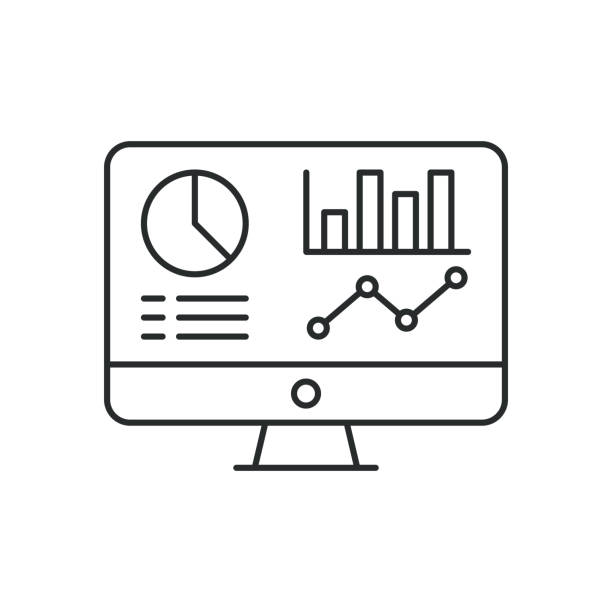 ilustrações de stock, clip art, desenhos animados e ícones de admin line icon dashboard. simple outline style. template panel user, data analysis, agency, chart, business linear sign. isolated vector illustration on a white background. - painel de controlo
