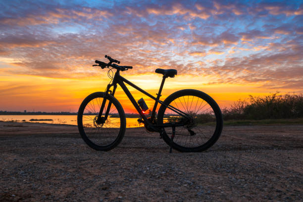 istock A mountain bike with beautiful sky at sunset 2194813126