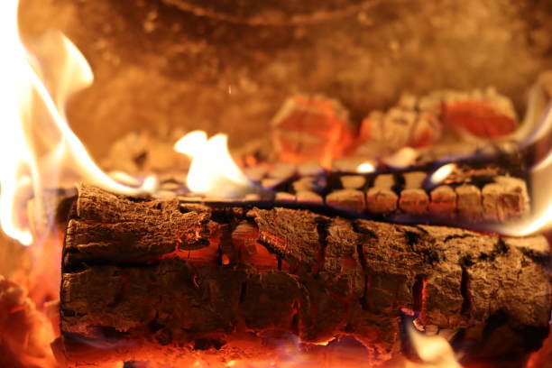 istock Close up of flames on logs in a fireplace 2194816603
