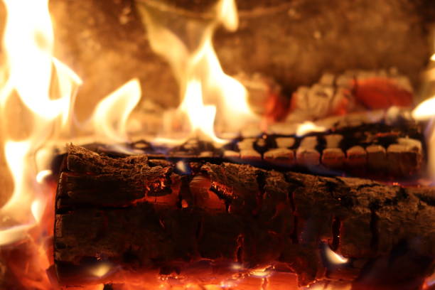 istock Close up of flames on logs in a fireplace 2194816625