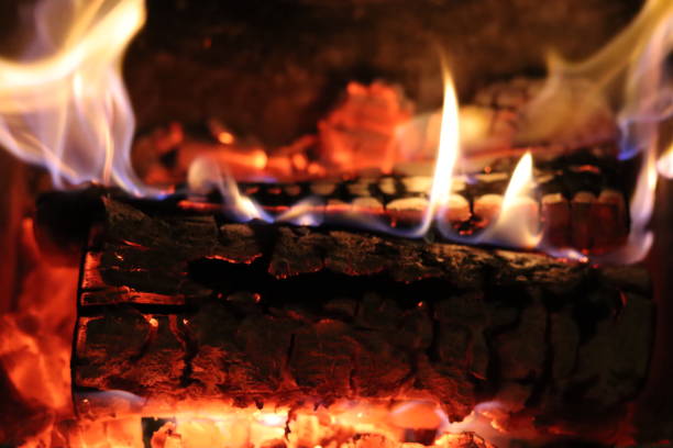 istock Close up of flames on logs in a fireplace 2194816706
