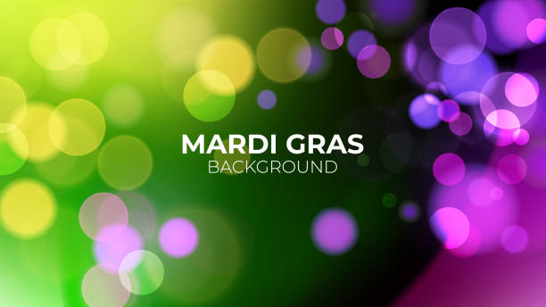 Mardi Gras festive background. Vibrant color gradients and blurred bokeh lights. Graphic template for Fat Tuesday celebration. Mardi Gras festive background. Vibrant color gradients and blurred bokeh lights. Graphic template for Fat Tuesday celebration. Vector illustration. mardi gras stock illustrations