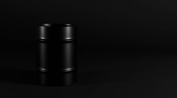 3D model of a black oil barrel on a black background