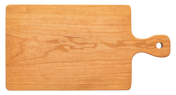 istock Handmade cherry wood chopping board. cutting board isolated on white background 2194825781
