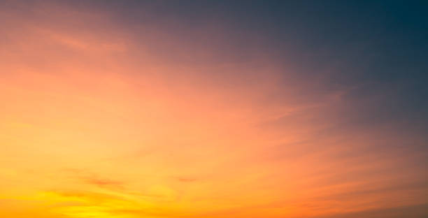 istock Sunset sky on twilight in the evening with orange gold sunlight cloud nature sky backgrounds, Horizon golden hour sunrise, dusk 2194826858