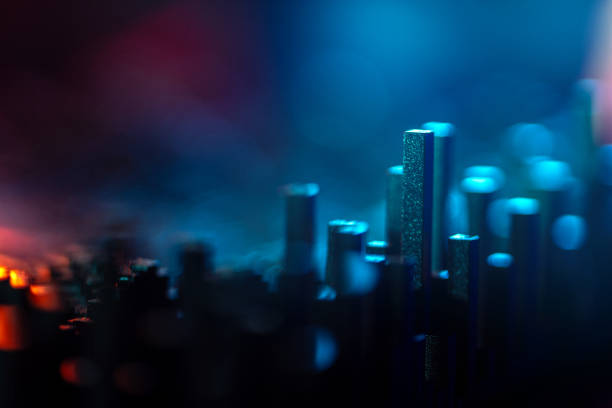 istock Abstract Metallic Structures in Vibrant Blue and Red Lighting 2194827153