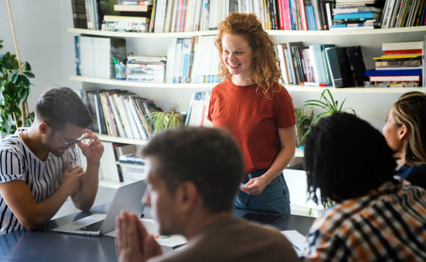 istock Collaborative process of multicultural skilled people during brainstorming meeting in office 2194830337