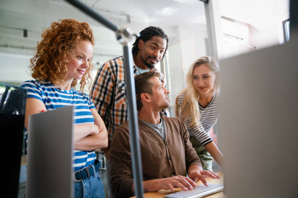 istock Collaborative process of multicultural skilled people during brainstorming meeting in office 2194831165