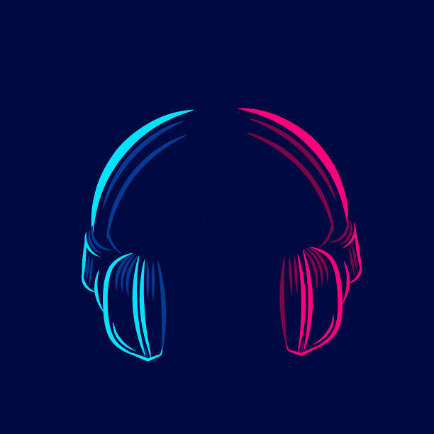 istock Headphone earphone headset for music line pop art potrait logo colorful design with dark background. Abstract vector illustration. 2194831457