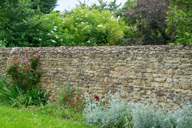 istock A stone wall with a garden in front of it 2194842657
