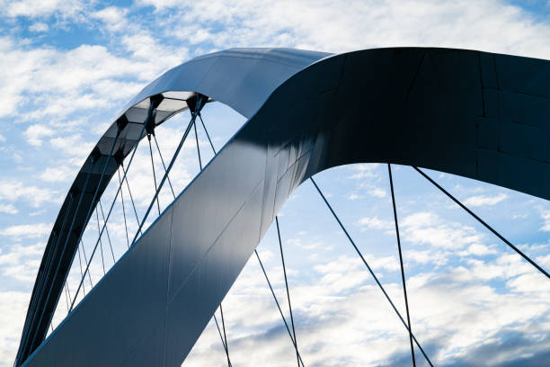 the diminishing perspective arches at the founders bridge over the connecticut river in hartford Connecticut.