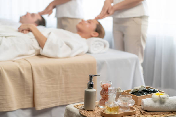 istock Aromatherapy massage ambiance or spa salon composition setup. Quiescent 2194850309