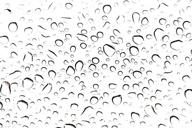 Water drops on glass surface, top view