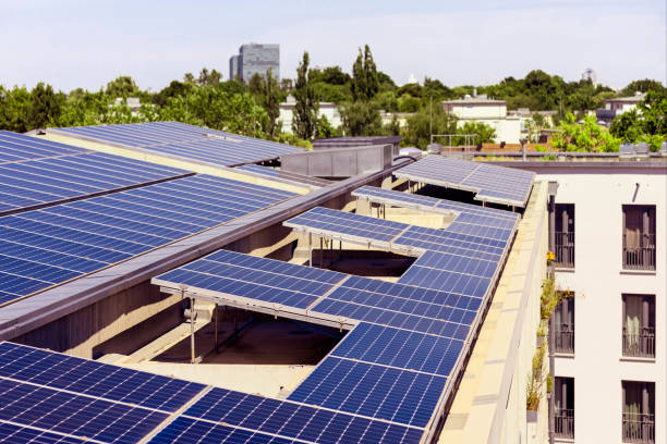 istock Solar Panels Roof Apartment Building 2194861651