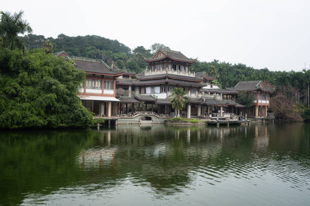 istock The Chinese building by the pond 2194862056
