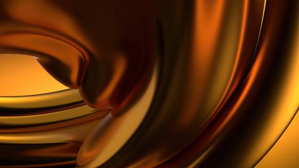 istock An elegant and modern 3D rendering of an abstract background featuring a metallic gold twisted gentle curve that represents luxury. 2194863497