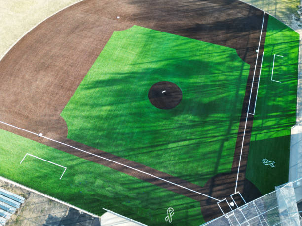 istock New Artificial Turf Baseball Field Seen From a Drone View in Daytime 2194863677