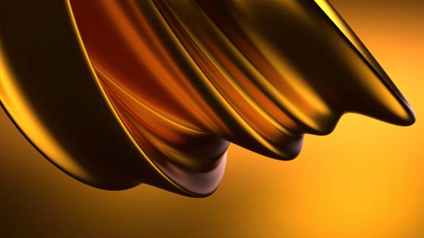 istock An elegant and modern 3D rendering of an abstract background that expresses luxury with a metallic gold twisted gentle curve and delicate curves. 2194864347