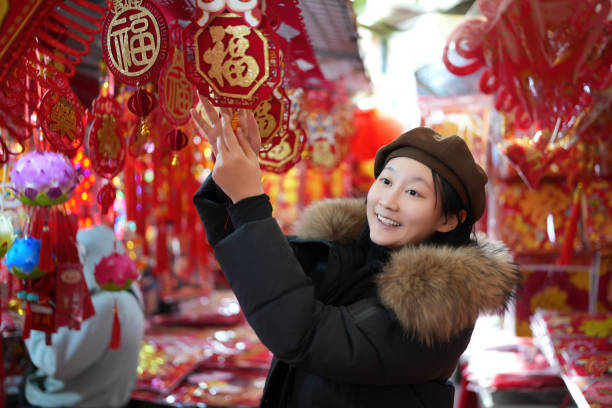 Joyful Celebration Amid Vibrant Traditional Decorations