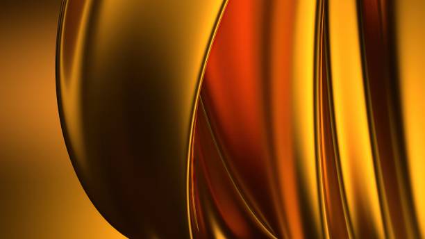An elegant and modern 3D rendering of an abstract background featuring a metallic gold twisted gentle curve, creating a sense of luxury.