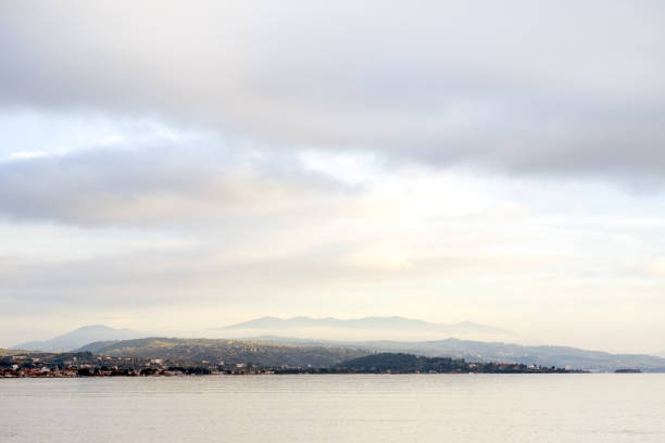 silver sea and clouds in the sky