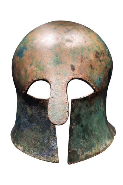 istock Ancient bronze helmet with patina on white 2194866516