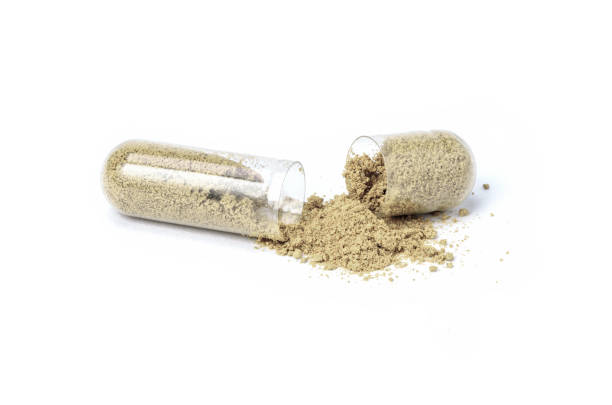 istock Maca powder and herbal medicine capsule pill 2194869128