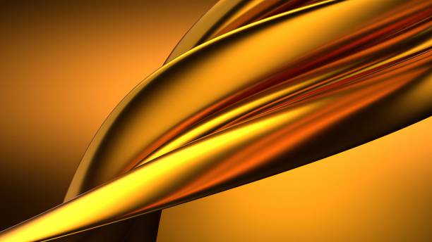 istock An elegant and modern 3D rendering of an abstract background featuring a metallic gold twisted gentle curve, exuding a sense of high-end contemporary art. 2194873669